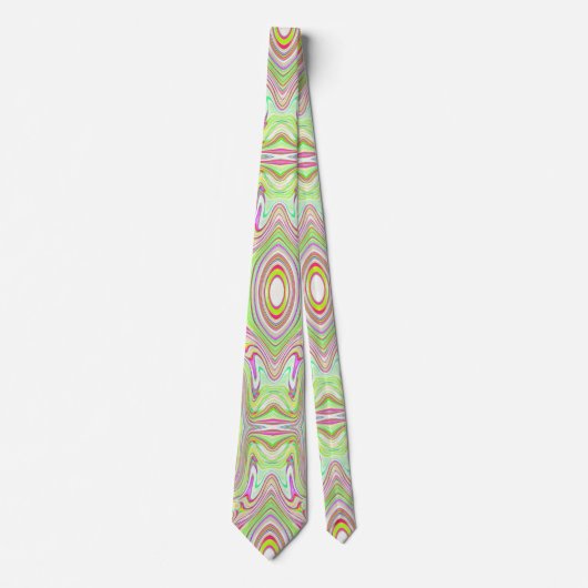 Trippy Retro Pink en Lime Green Abstract Pattern Stropdas (Voorkant)