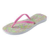 Trippy Retro Pink en Lime Green Abstract Pattern Teenslippers (Schuin)