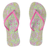 Trippy Retro Pink en Lime Green Abstract Pattern Teenslippers (Voetbed)