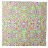 Trippy Retro Pink en Lime Green Abstract Pattern Tegeltje (Voorkant)