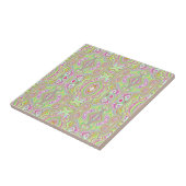 Trippy Retro Pink en Lime Green Abstract Pattern Tegeltje (Zijkant)
