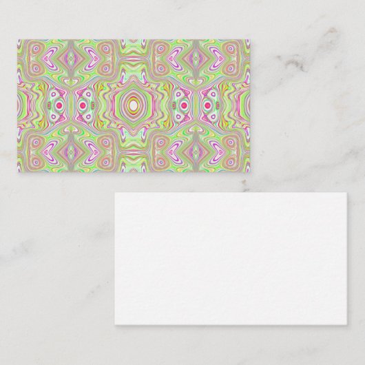 Trippy Retro Pink en Lime Green Abstract Pattern Visitekaartje (Voorkant / Achterkant)