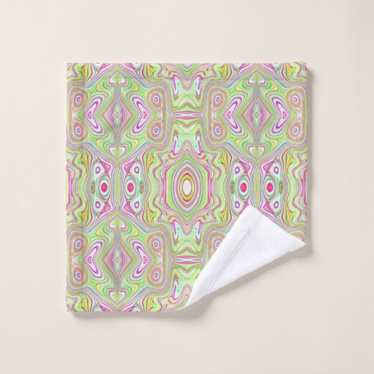 Trippy Retro Pink en Lime Green Abstract Pattern Washandje (Wasdoekje)