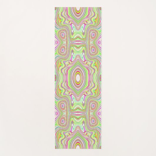 Trippy Retro Pink en Lime Green Abstract Pattern Yogamat (Voorkant)