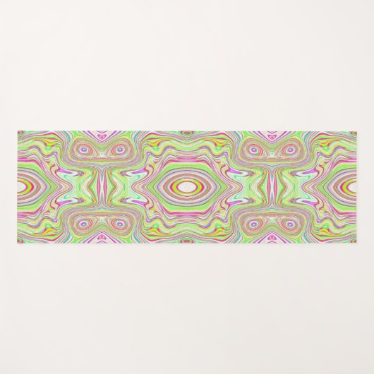Trippy Retro Pink en Lime Green Abstract Pattern Yogamat (Voorkant (horizontaal))