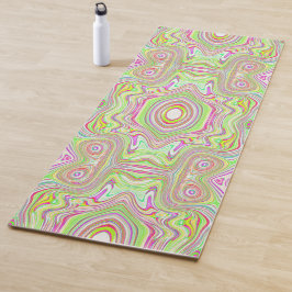 Trippy Retro Pink en Lime Green Abstract Pattern Yogamat