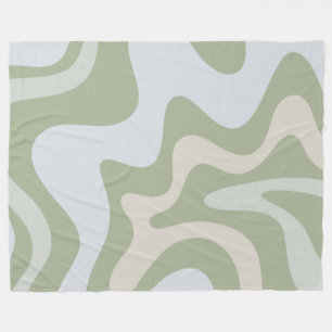 Trippy Retro Sage Green Swirls Abstract Patroon Fleece Deken
