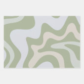 Trippy Retro Sage Green Swirls Abstract Patroon Inpakpapier Vel (Voorkant 3)