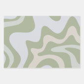 Trippy Retro Sage Green Swirls Abstract Patroon Inpakpapier Vel (Voorkant)