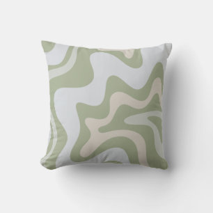 Trippy Retro Saliegroen Draaiingen Abstract Patroo Kussen
