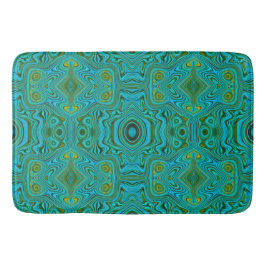Trippy Retro Turquoise Chartreuse Abstract Patroon Badmat
