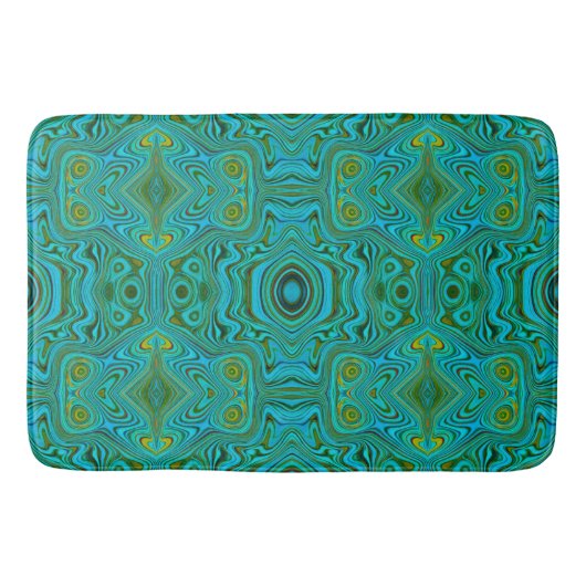 Trippy Retro Turquoise Chartreuse Abstract Patroon Badmat (Voorkant)