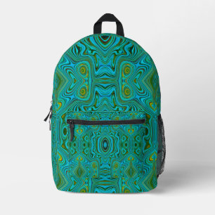 Trippy Retro Turquoise Chartreuse Abstract Patroon Bedrukte Rugzak