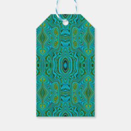 Trippy Retro Turquoise Chartreuse Abstract Patroon Cadeaulabel