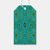 Trippy Retro Turquoise Chartreuse Abstract Patroon Cadeaulabel (Achterkant)