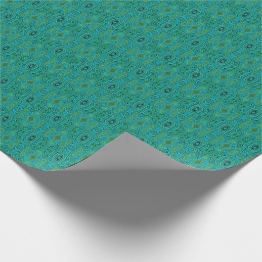 Trippy Retro Turquoise Chartreuse Abstract Patroon Cadeaupapier (Hoek)