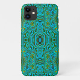 Trippy Retro Turquoise Chartreuse Abstract Patroon Case-Mate iPhone Case