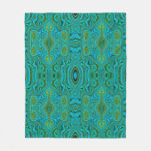 Trippy Retro Turquoise Chartreuse Abstract Patroon Fleece Deken (Voorkant)