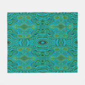Trippy Retro Turquoise Chartreuse Abstract Patroon Fleece Deken (Voorkant (Horizontaal))