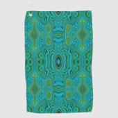 Trippy Retro Turquoise Chartreuse Abstract Patroon Golfhanddoek (Voorkant)
