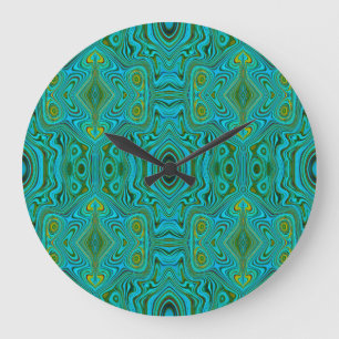 Trippy Retro Turquoise Chartreuse Abstract Patroon Grote Klok