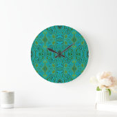 Trippy Retro Turquoise Chartreuse Abstract Patroon Grote Klok (Huis)