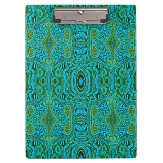 Trippy Retro Turquoise Chartreuse Abstract Patroon Klembord (Voorkant)