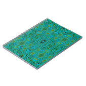 Trippy Retro Turquoise Chartreuse Abstract Patroon Notitieboek (Linkerzijde)