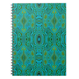 Trippy Retro Turquoise Chartreuse Abstract Patroon Notitieboek