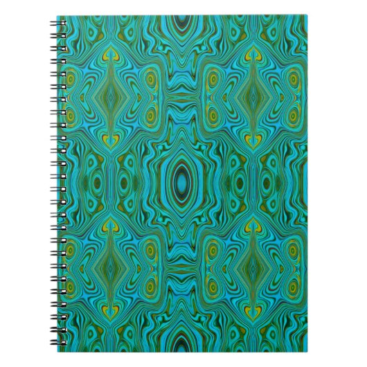 Trippy Retro Turquoise Chartreuse Abstract Patroon Notitieboek (Voorkant)
