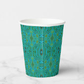 Trippy Retro Turquoise Chartreuse Abstract Patroon Papieren Bekers (Rechts)