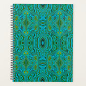 Trippy Retro Turquoise Chartreuse Abstract Patroon Planner (Voorkant)