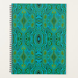 Trippy Retro Turquoise Chartreuse Abstract Patroon Planner