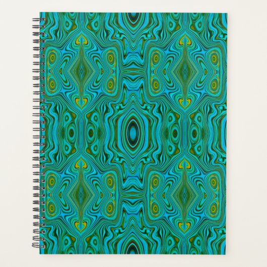 Trippy Retro Turquoise Chartreuse Abstract Patroon Planner (Voorkant)