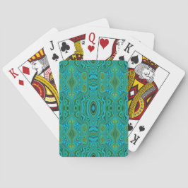 Trippy Retro Turquoise Chartreuse Abstract Patroon Pokerkaarten