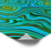 Trippy Retro Turquoise Chartreuse Abstract Patroon Poster (Hoek)