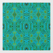 Trippy Retro Turquoise Chartreuse Abstract Patroon Raamsticker (Vel)