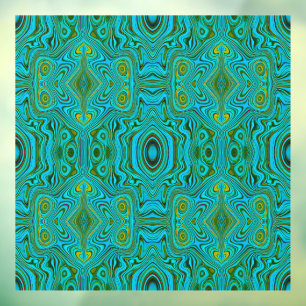 Trippy Retro Turquoise Chartreuse Abstract Patroon Raamsticker