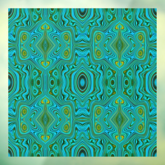 Trippy Retro Turquoise Chartreuse Abstract Patroon Raamsticker (Vel 3)