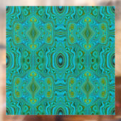 Trippy Retro Turquoise Chartreuse Abstract Patroon Raamsticker (Vel 2)