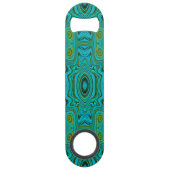 Trippy Retro Turquoise Chartreuse Abstract Patroon Speed Flessenopener (Achterkant)