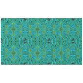 Trippy Retro Turquoise Chartreuse Abstract Patroon Tafelkleed (Voorkant (Horizontaal))