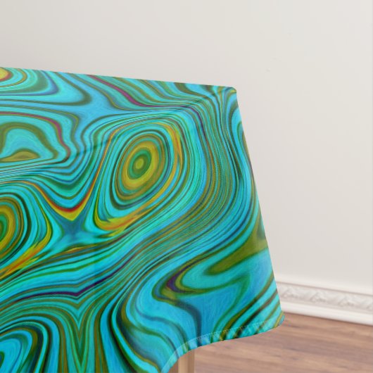 Trippy Retro Turquoise Chartreuse Abstract Patroon Tafelkleed (Voorbeeld)