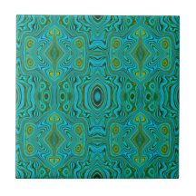 Trippy Retro Turquoise Chartreuse Abstract Patroon
