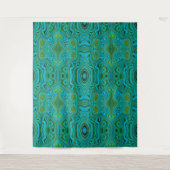 Trippy Retro Turquoise Chartreuse Abstract Patroon Wandkleed (Voorkant)