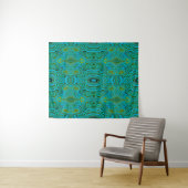 Trippy Retro Turquoise Chartreuse Abstract Patroon Wandkleed (In Situ (horizontaal))
