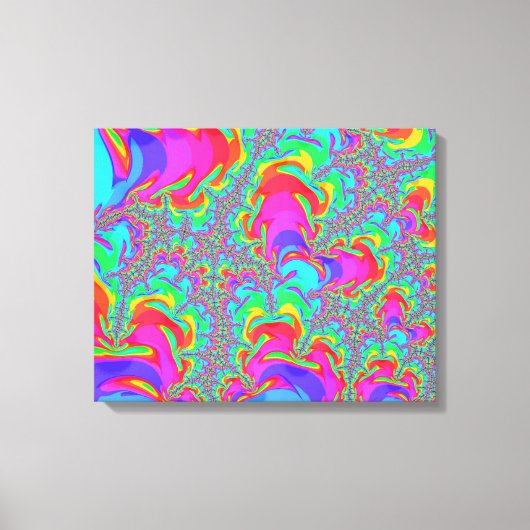 Trippy Retro Vibrant Neon Rainbow Fractal Art Canvas Afdruk (Voorkant)