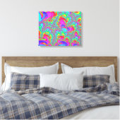 Trippy Retro Vibrant Neon Rainbow Fractal Art Canvas Afdruk (Insitu (Slaapkamer))