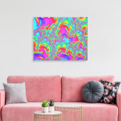 Trippy Retro Vibrant Neon Rainbow Fractal Art Canvas Afdruk (Insitu (Woonkamer))