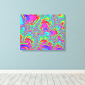 Trippy Retro Vibrant Neon Rainbow Fractal Art Canvas Afdruk (Insitu (Houten vloer))
